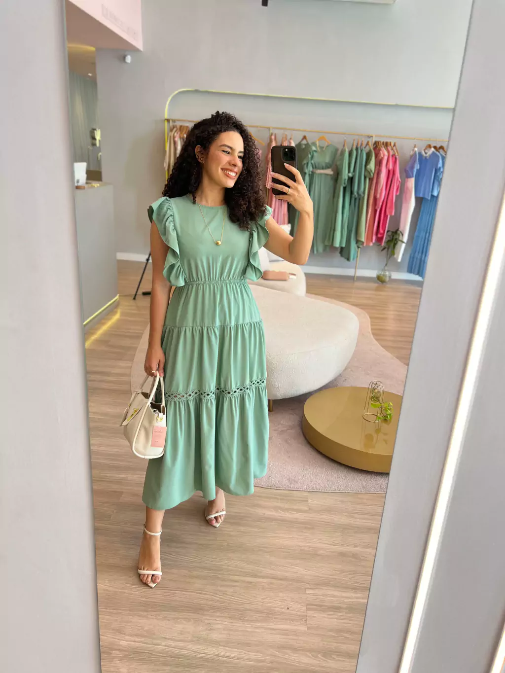 Vestido verde menta midi